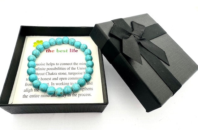 8 mm Turkoois Edelsteen Armband – Cadeaudoos Inclusief