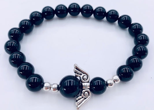 8mm Engelen Armband met Doos - Onyx