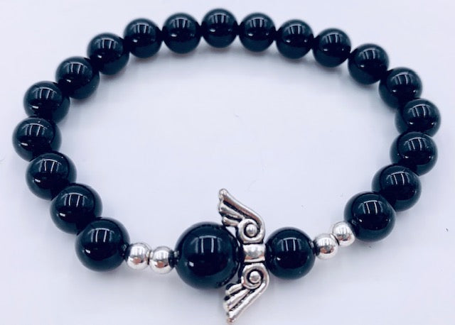 8mm Angel Bracelet with Box - Onyx