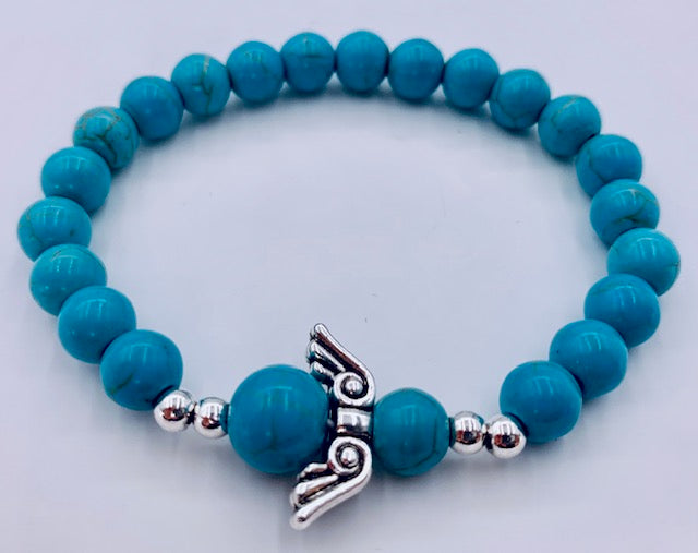 8mm Engelen Armband met Doos - Turquoise