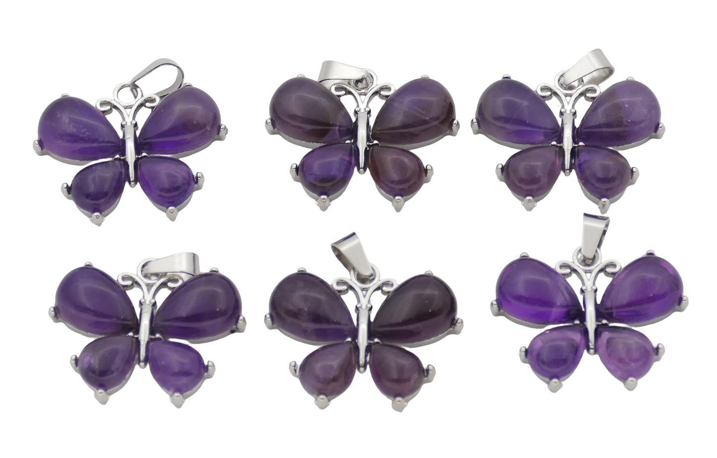 Amethist Schmetterling-Anhänger aus Edelstein (Set met 6 Stück)