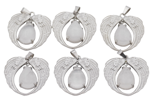 Bergkristal Hanger met Engelenvleugels (Set van 6 Stuks)