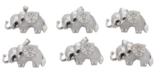 Bergkristal Olifant Edelsteenhangers (Set van 6 Stuks)