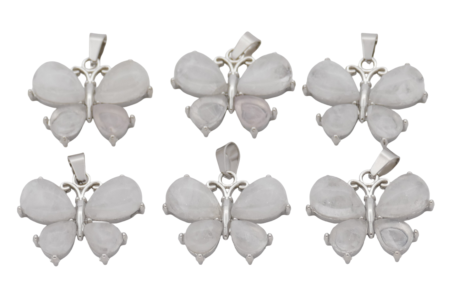 Bergkristal Vlinder Edelsteenhangers (Set van 6 Stuks)