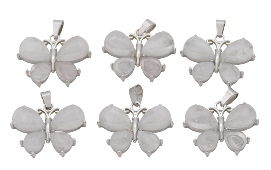 Bergkristal Vlinder Edelsteenhangers (Set van 6 Stuks)