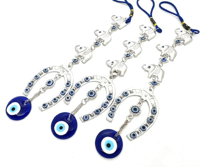 Blauer Anhänger met bösem Blick en 3 Elefanten, 3er-Set