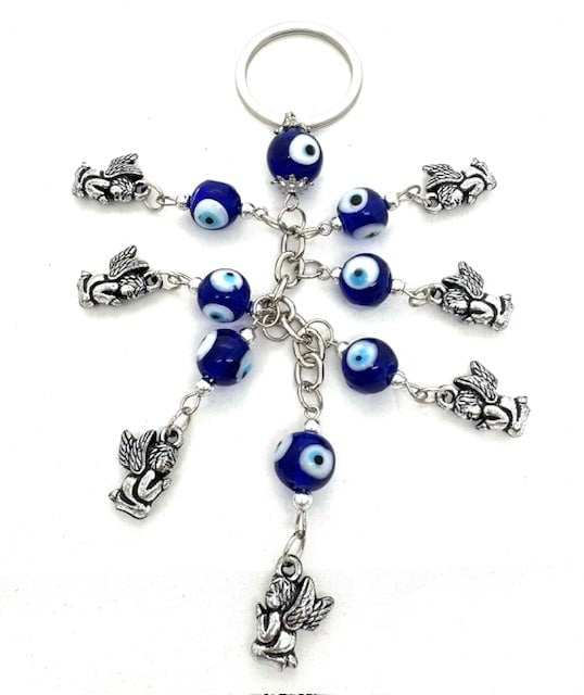 Blauwe Boze Oog Sleutelhanger met Engelen Set van 6