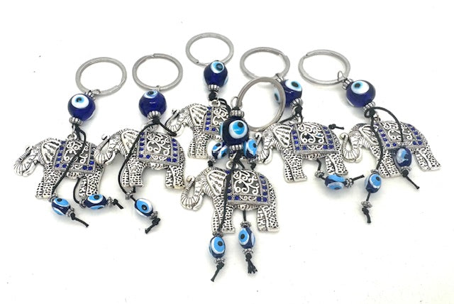 Blauwe Boze Oog Sleutelhanger met Olifant II Set van 6