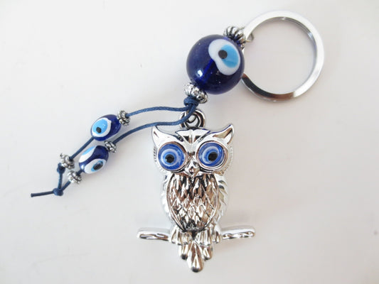 Blauwe Boze Oog Sleutelhanger met Uil Set van 6