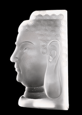 Boeddha-hoofd van kristalglas, mat – 17 cm