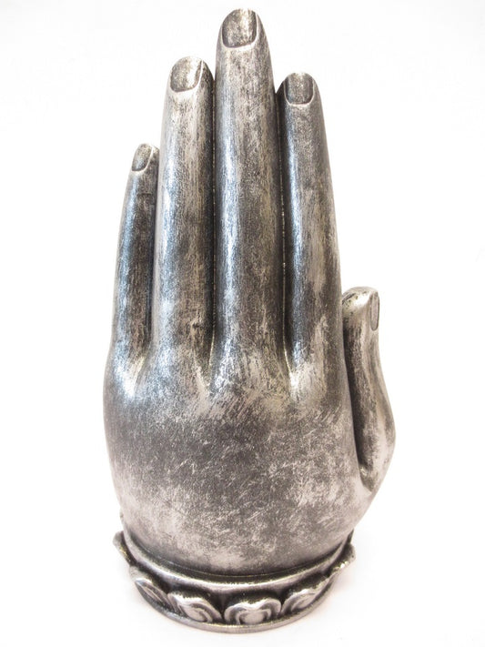 Boeddha met hand zilver groot - wierookhoude
