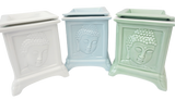 Buddha oliebrander luxe set van 3 – jade, lichtblauw &amp; wit