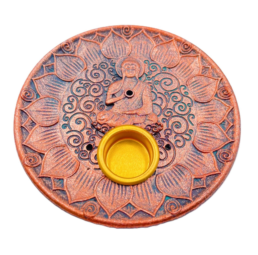 Bronse Boeddha Wierookhouder voor Stokjes &amp; Kegels