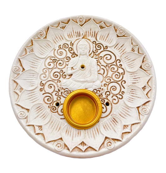 Boeddha wierook houder rond wit