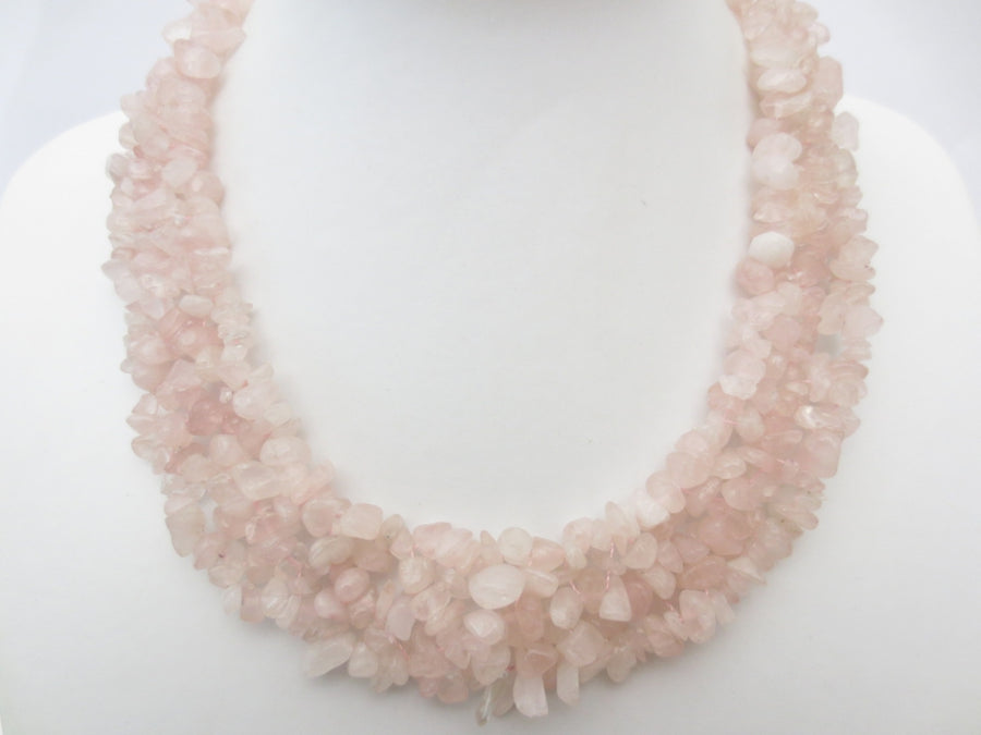 Wholesale Clustered Rose Quartz Chipstone Necklace