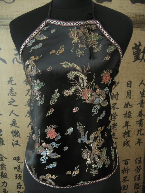 Chinese topje met draak  (zwart)