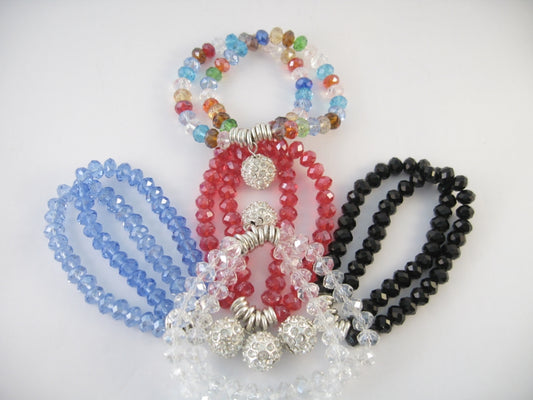 Armband met Zwarte Kristallen Kralen - Meerkleurige Mode-Sieraden met Strassaccent