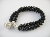 Armband met Zwarte Kristallen Kralen - Meerkleurige Mode-Sieraden met Strassaccent