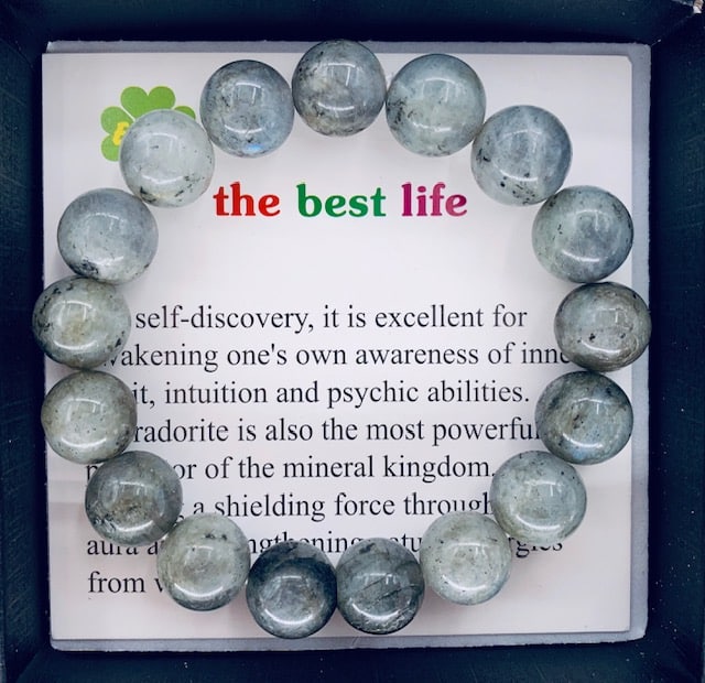 12 mm Edelsteen Armband met Cadeau Doos - Labradorite