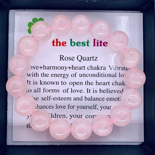 12 mm Edelsteen Armband met Cadeau Doos - Rozenkwarts