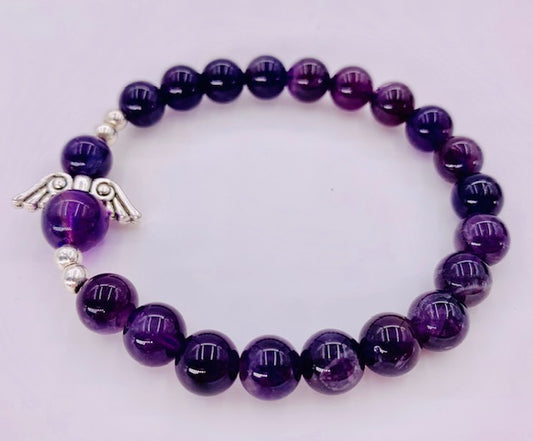 8mm Engelen Armband met Doos - Amethist