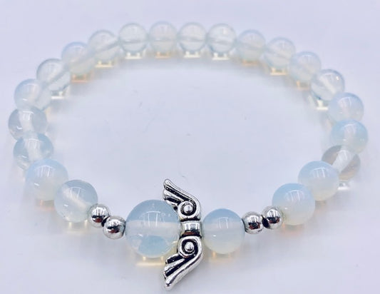 8mm Engelen Armband met Doos - Opaal