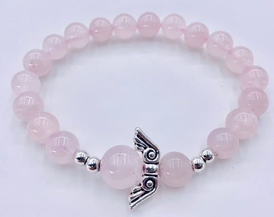 8mm Engelen Armband met Doos - Rozenkwarts