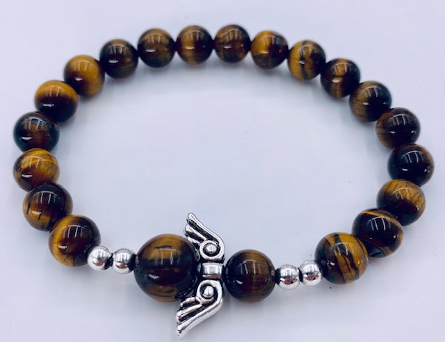 8mm Engelen Armband met Doos - Tijgeroog