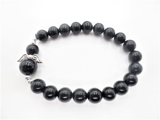 8mm Engelen Armband met Doos - Zwarte Toermalijn