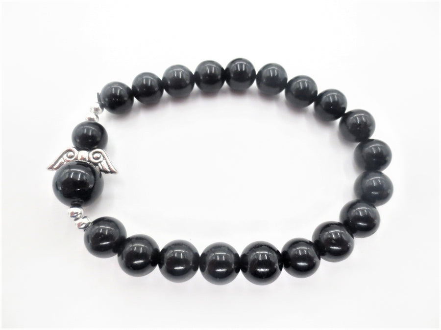 8mm Engelen Armband met Doos - Zwarte Toermalijn