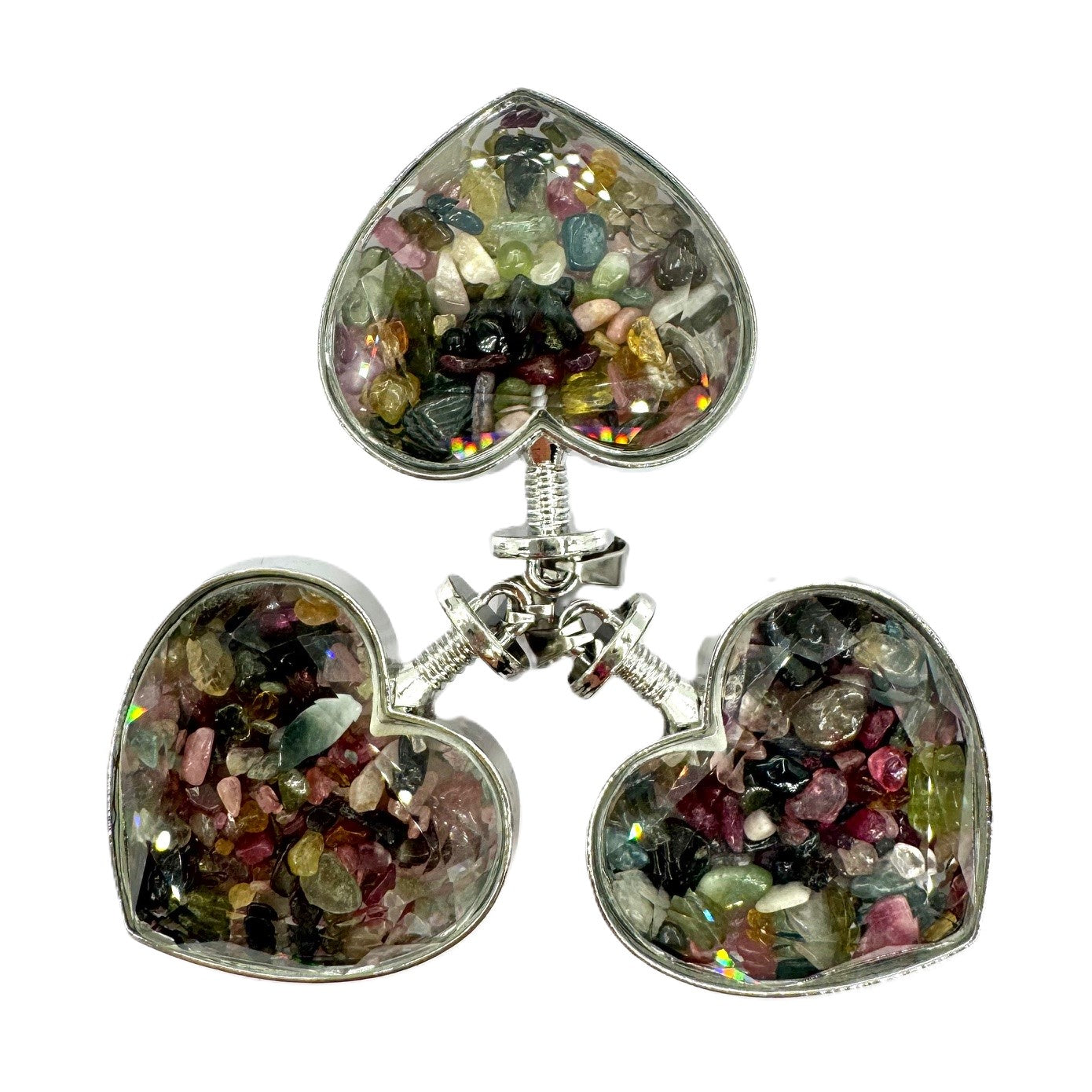 Edelsteen Hart Hanger - Gemixt (3st)