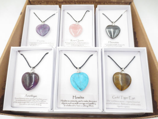 Edelsteen Hart Hangers Ketting Met Diamant Set van 12 stuks