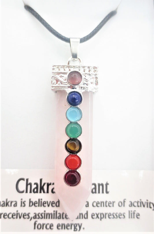 7 Chakra Edelsteen Ketting Hanger (I) - Rozenkwarts