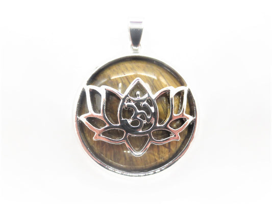 Edelstein Lotus Anhnger - Tijgerauge