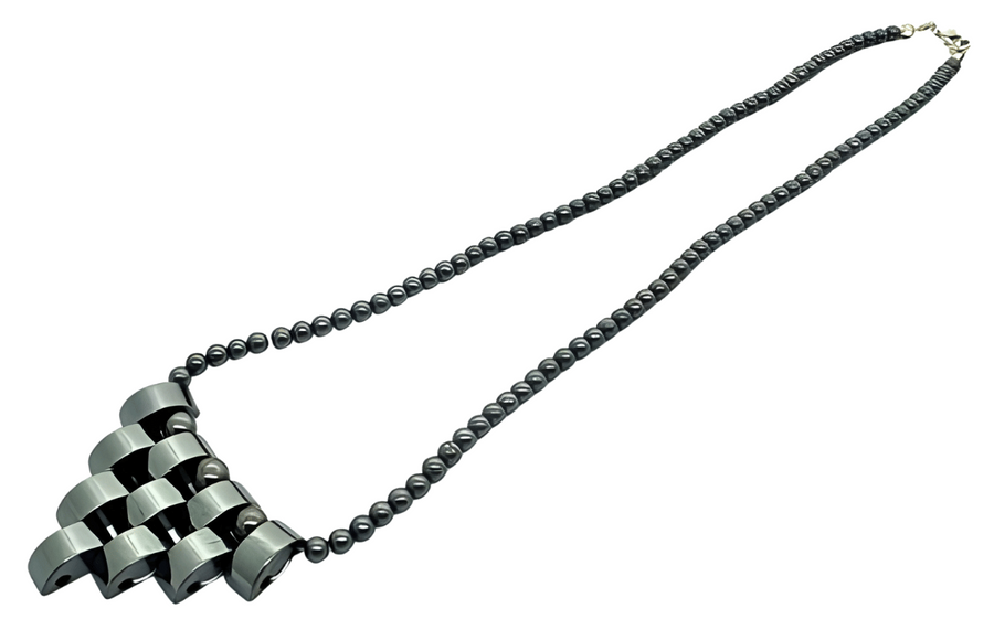 Elegante Geometrische Hematiet Kralenketting