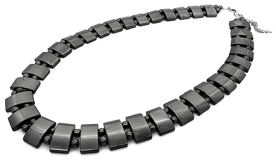 Elegante Rechthoekige Hematiet Kralenketting