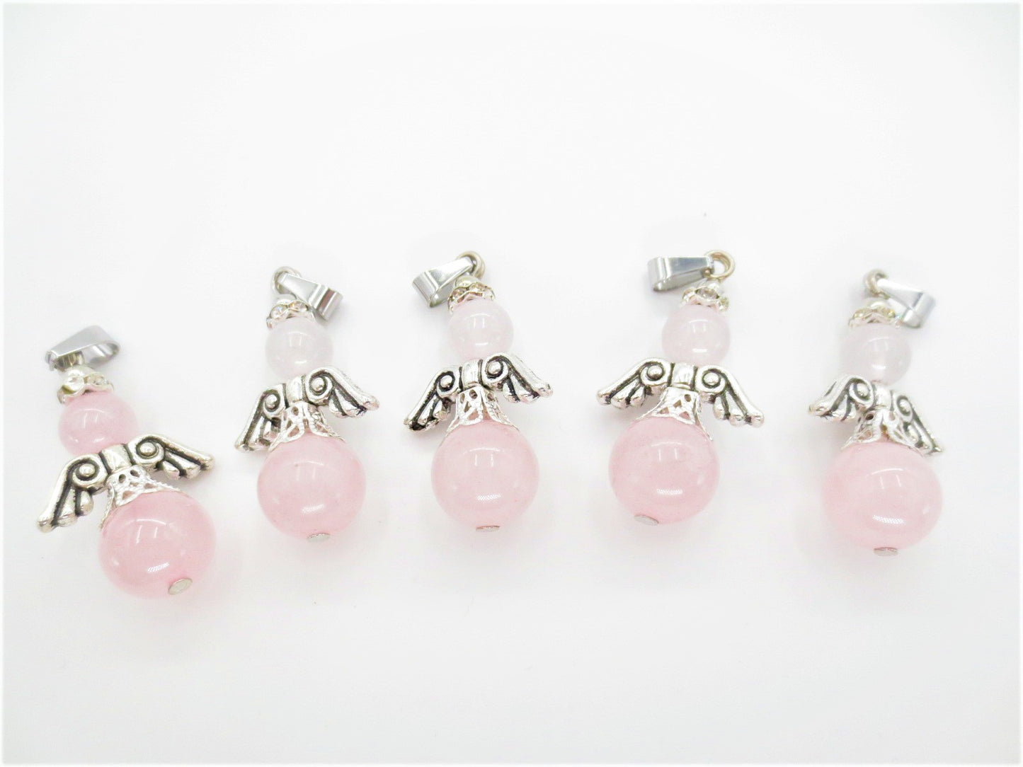 Engel Edelstein Anhnger Set (5 stuks) - Rosenquarz