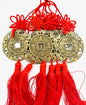 Feng Shui Fortune Coins Wandhanger met Drakenontwerp en Rode Kwasten - Set van 6