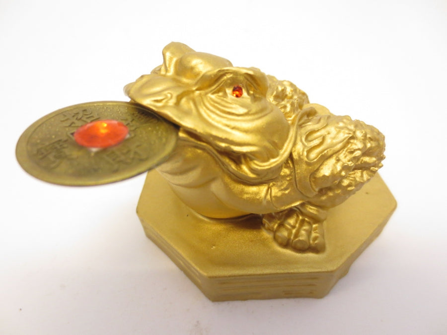 Feng Shui Kikker met Geluksmunt - Goud