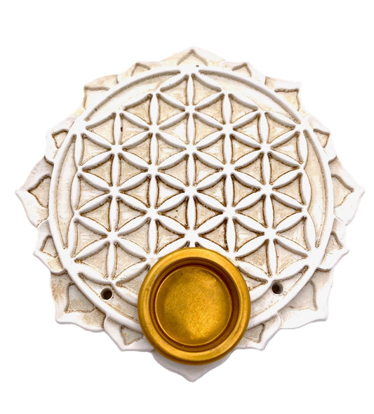 Flower of Life Wierookhouder - Rond Wit (6 stuks)