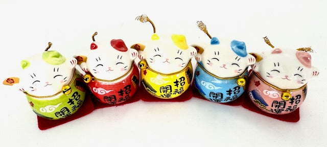Gelukskat Maneki-Neko-Beeldjes - Set van 5 stuks