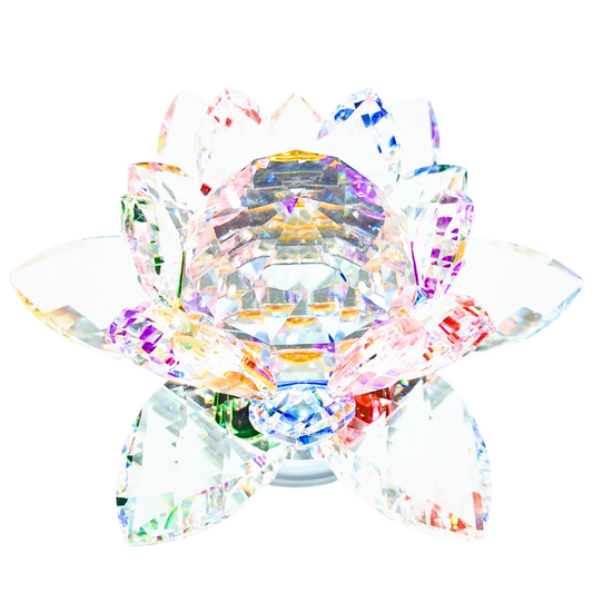 Mixed Crystal Lotus Ornament on Stand (Small)