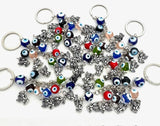 Gemengde Blauwe Boze Oog Sleutelhanger met Engel Set van 6