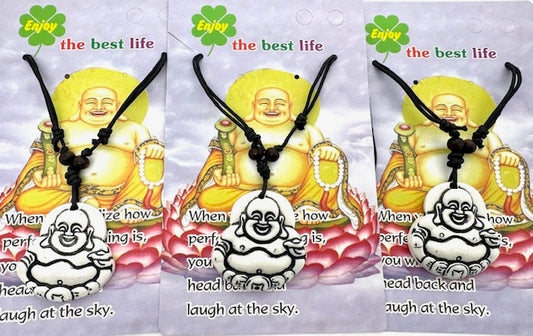 Witte Lachender Boeddha Anhänger Halskette