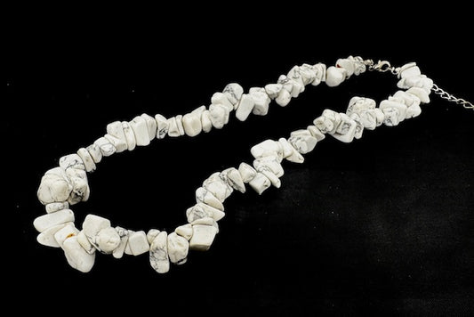 Groothandel 10 mm Enkele Lus Edelsteen-Chip Ketting – Witte Howliet