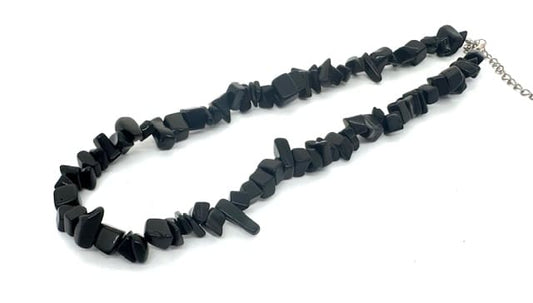 Groothandel 10 mm Enkele Lus Edelsteen-Chip Ketting – Zwarte Onyx
