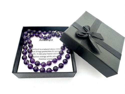 8mm Edelsteen Kralen Ketting met Doos