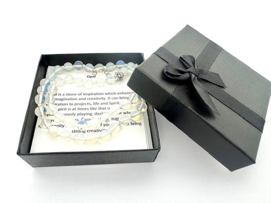 Groothandel – 8 mm Opaal Kralenketting (met doosje)