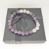 8mm Armband met Cadeaudoos - Amethyst en Diamant