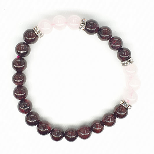 8mm Armband met Cadeaudoos - Granaat en Diamant